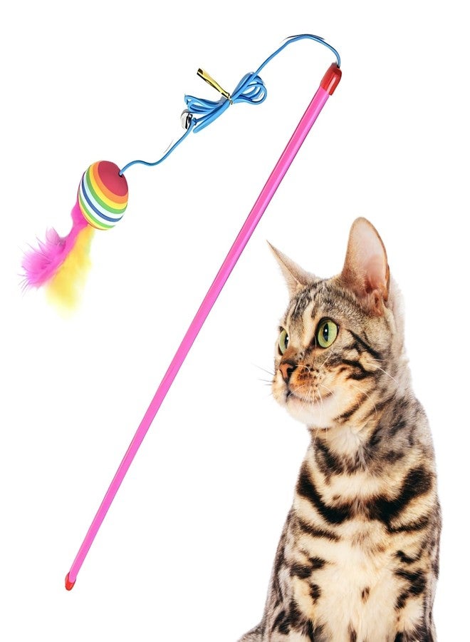 Sage Square Cat, Kitten Teaser Stick - Interactive Cat Toy with Feather, Bell, String for Playtime Fun, Exercise & Engage Your Cat’s Natural Hunting Instincts, Exciting & Safe Teaser Toy (Type 1) - Image 1